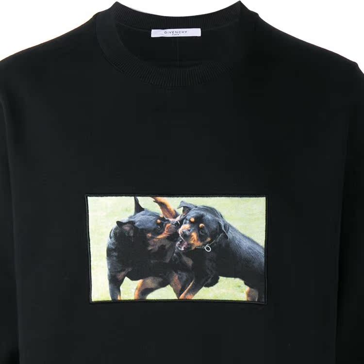 代购 正品 givenchy/纪梵希 2017新款绣布漆印两只狗男士套头卫衣