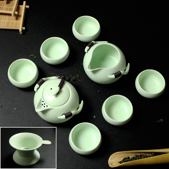 整套茶具套装功夫茶具陶瓷紫砂茶壶冰裂茶杯海茶道汝窑茶盘 青瓷