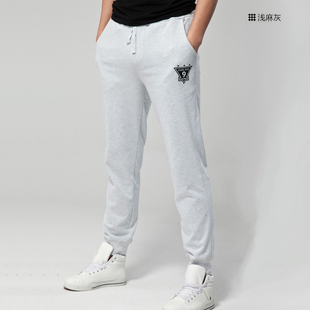 春秋季男士收口运动裤长裤修身小脚卫裤收脚紧口灰色运动休闲裤潮