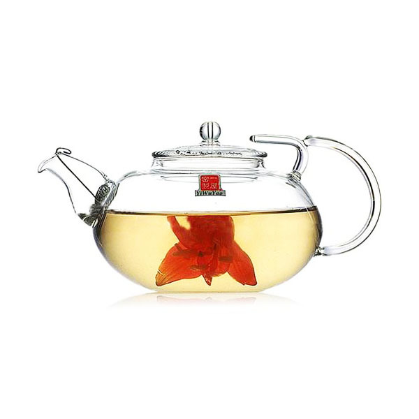 一屋窑 玻璃茶具 不掉盖 水晶把手 花茶壶 花草茶具 FH-245 包邮