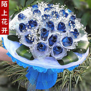 11朵蓝玫瑰鲜花速递枣庄58同城配送蓝色妖姬