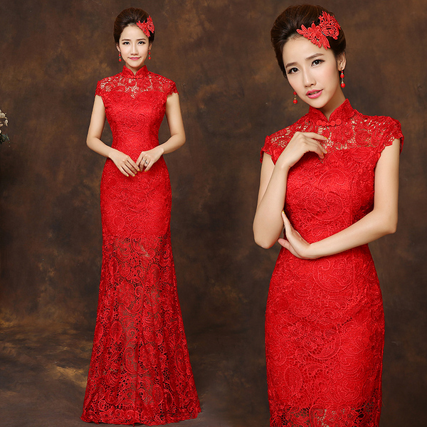 正品女礼服 敬酒服<em>新娘</em>夏<em>2015</em>新款 蕾丝<em>旗袍</em>裙