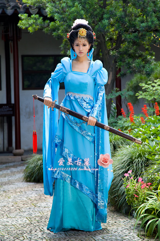 古装汉服唐装/仙剑3之龙葵广袖流仙裙/仙女服装/公主服/侠女装