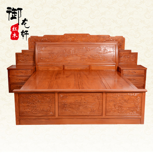 东阳家具红木床1.8米双人床非洲花梨木实木仿古雕花床 花鸟床特价