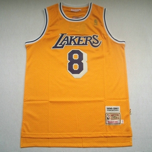 1996-1997新秀赛季湖人队8号科比复古球衣lakers刺绣篮球服男黄紫