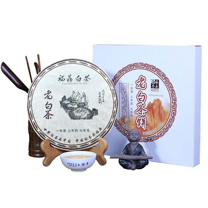 福鼎白茶礼盒装350g 老寿眉 贡眉茶叶 7年老白茶饼350g福鼎白茶