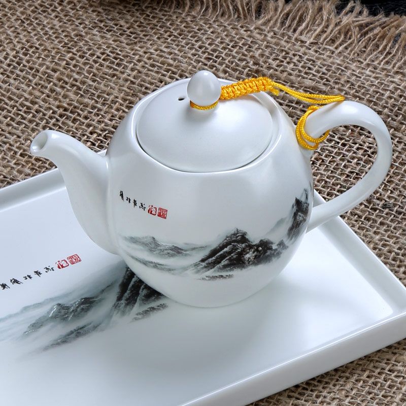 热卖恒福正品功夫茶具 景德镇定窑白瓷茶具整套套装 江雾初开托盘