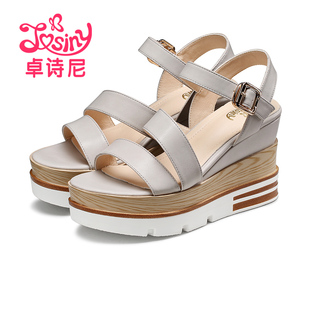 今日特价_卓诗尼2017夏季新款女鞋厚底防水台