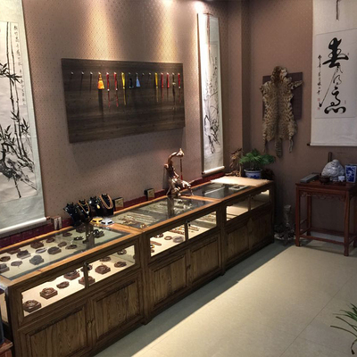 仿古珠宝柜台展示柜精品陈列柜中式榆木实木玉器柜玻璃组合柜首饰