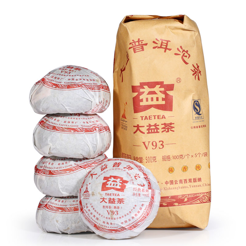 大益普洱茶 V93 熟茶 云南沱茶100gX5个/条 2010年 批次随机 加购