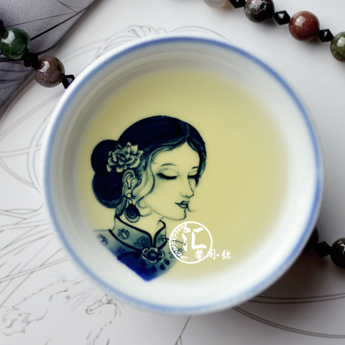 原创景德镇 手绘青花瓷 釉下彩 功夫茶杯茶具 小号品茗杯陶瓷茶具