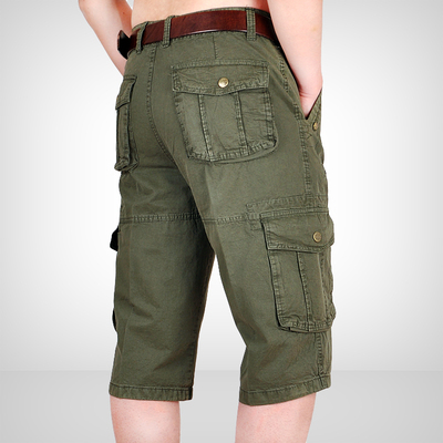 中年男士七分裤中老年纯棉中裤男装夏季马裤休闲沙滩裤爸爸短裤子 - 一折疯抢