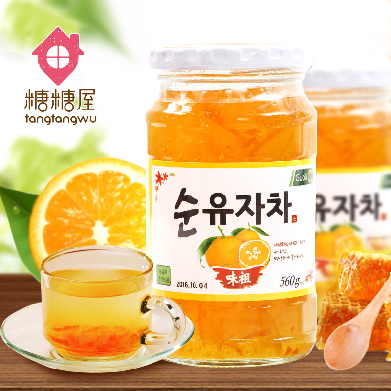 糖糖屋 韩国进口国际牌蜂蜜柚子茶 水果茶冲饮果味茶560gX2瓶