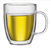 475毫升咖啡杯手工制作保温玻璃杯 双层玻璃杯大容量马克杯