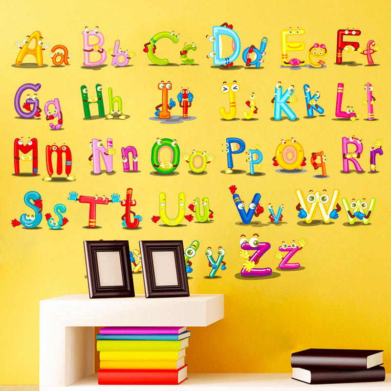 26个英文字母表墙贴可爱卡通婴幼儿童房幼儿园装饰贴画墙纸可移除
