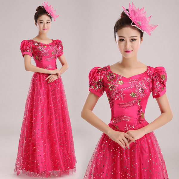 正品女民族服装 新款 开场舞大合唱大摆裙演出