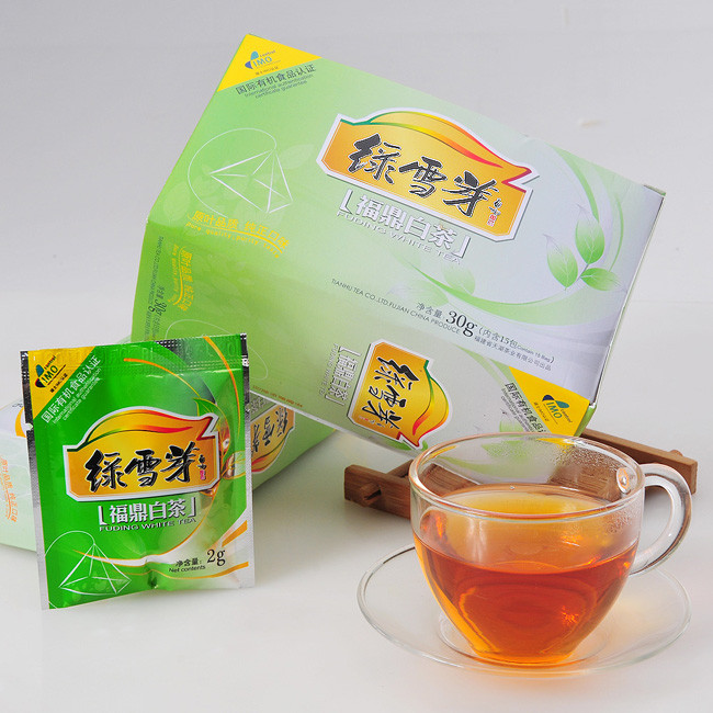 天湖茶业 福鼎白茶 绿雪芽有机老白茶三角包商务袋泡茶2g*15泡/盒