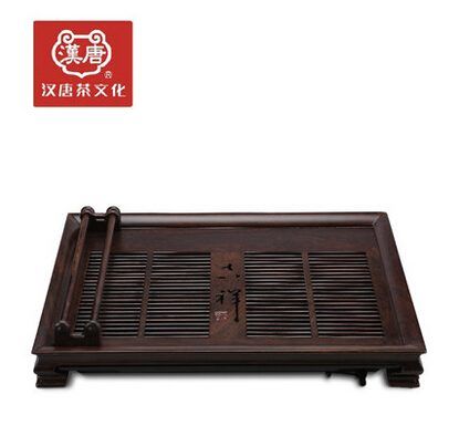 汉唐茶盘 黑檀木大号茶具托盘实木茶台抽屉式排水 吉祥功夫茶海