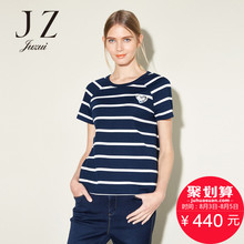 JUZUI/玖姿短袖t恤女2018夏季新款女装上衣条纹短款修身短袖女图片