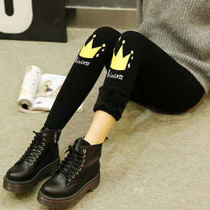 秋冬黑色加绒加厚打底长裤