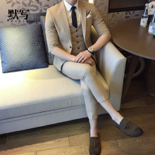 西装 套装 礼服男 默写夏季韩版 中袖 短袖 男发型师七分袖 西服套装 修身