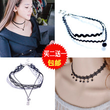 韩国原宿复古黑色蕾丝项链毛衣链颈带项圈女脖链短款锁骨链日韩版