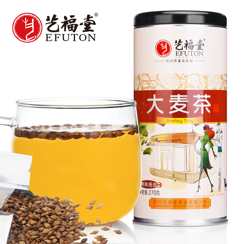 【天猫超市】艺福堂花草茶 大麦茶 原味 烘焙型麦芽茶 270g/罐