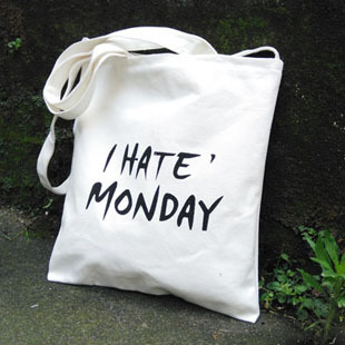 包邮环保字母帆布包单肩斜挎女书包购物布袋子批发i hate monday