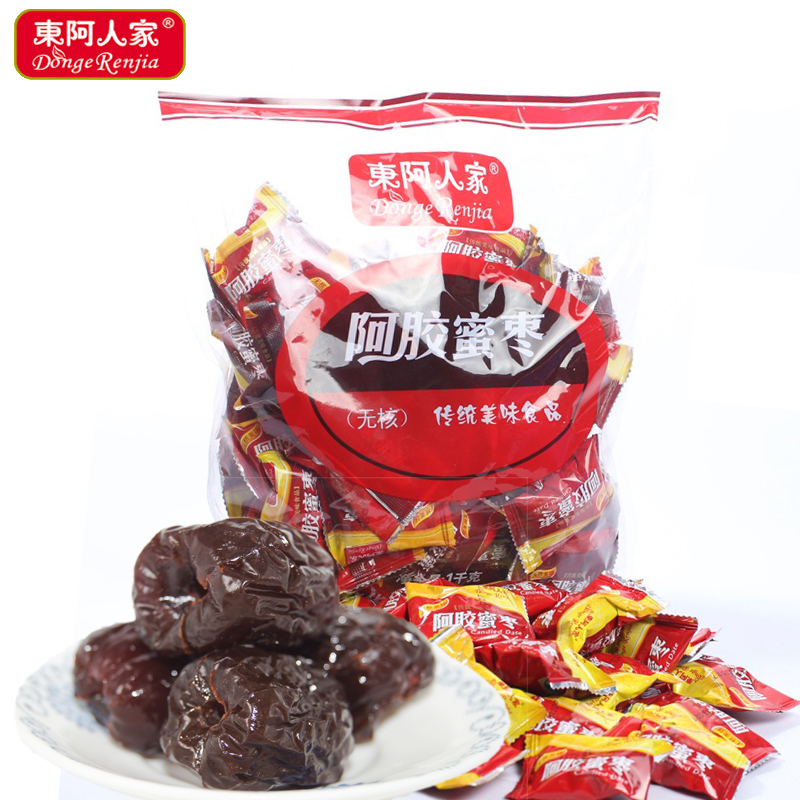 山东特产 东阿人家 阿胶蜜枣贡枣1000g袋装 阿胶枣 蜜饯零食小吃