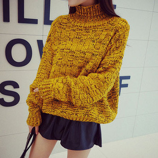 2015秋冬新款<em>韩</em>宽松<em>毛衣</em>女<em>厚</em>套头针织衫粗织