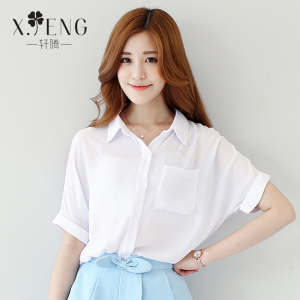 雪纺白色衬衫女