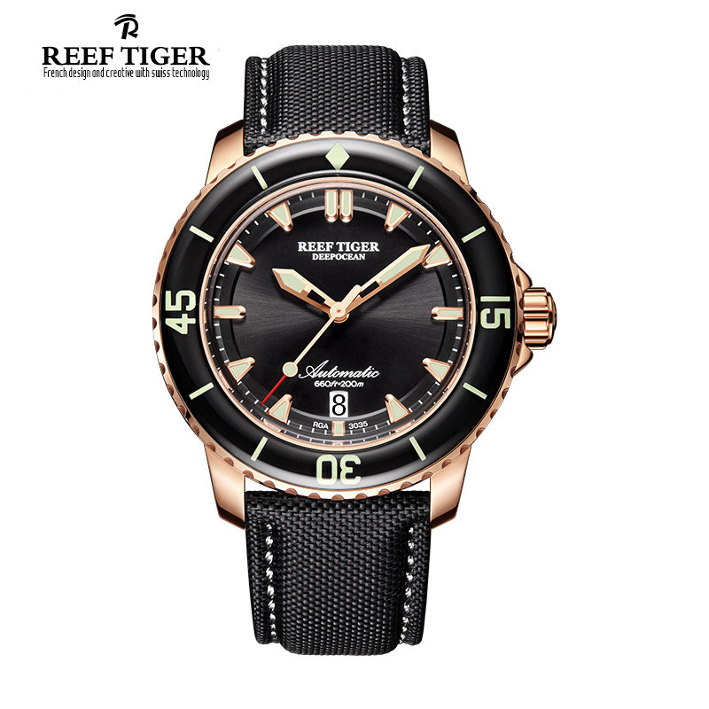 瑞夫泰格/rt新款超强夜光潜水表个性手表自动机械表200米防水表