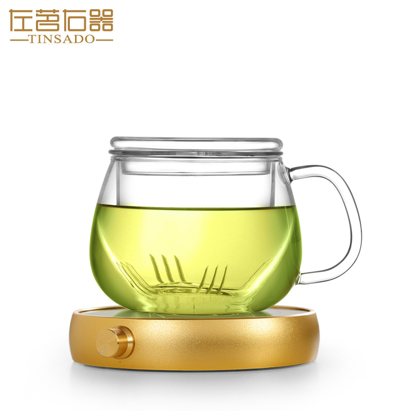 左茗右器 耐热玻璃杯过滤茶杯子 可保温杯带盖透明水杯恒温宝套组