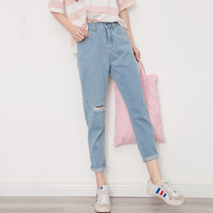 bf风破洞哈伦牛仔裤