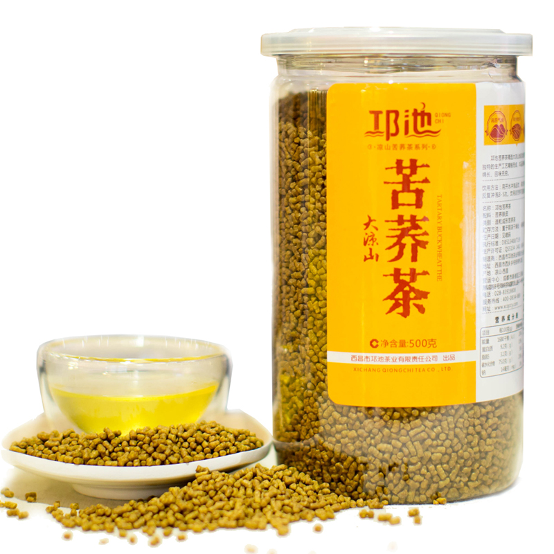 邛池苦荞茶正品 四川大凉山西昌特产黄苦荞麦茶500g罐装苦荞麦茶
