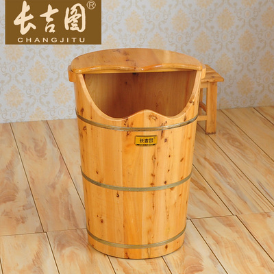 长吉图香柏木泡脚木桶加高加盖蒸桶洗脚盆足浴盆足浴桶保温加热
