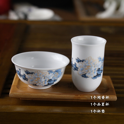 高白陶瓷德化白瓷 闻香杯 品茗茶杯 留香杯组合 艳压群芳a款长杯