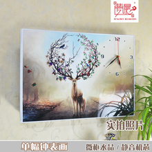 饰画配电表箱遮挡壁画 现代客厅餐厅单幅无框画挂钟表欧式简约装