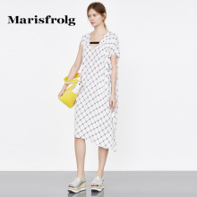 Marisfrolg/玛丝菲尔女装撞色格纹真丝桑蚕丝连衣裙夏季专柜正品图片