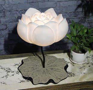配送led光源 透光荷花台灯 中式仿古家居装饰品 床头灯 荷韵飘香