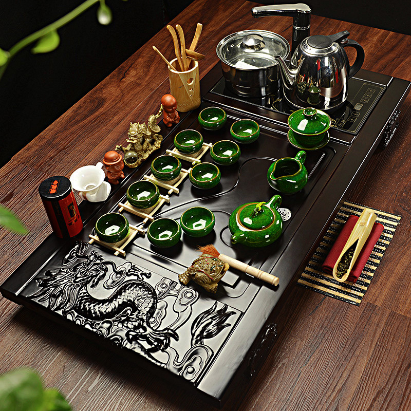 茶具套装特价紫砂功夫冰裂茶具茶杯家用整套茶道茶盘茶海四合一