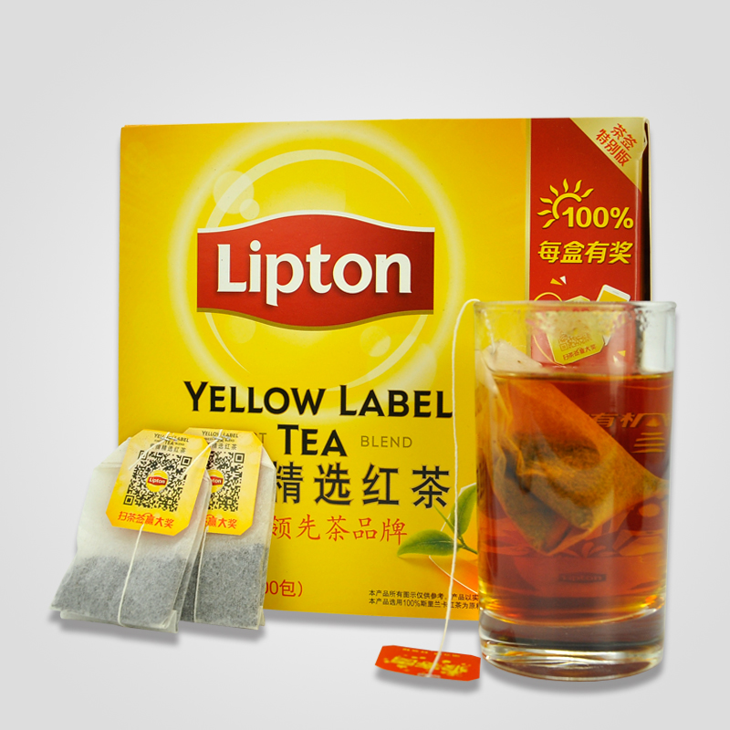 官方正品 Lipton/立顿红茶粉 黄牌精选红茶400g 袋泡茶包2gX200袋