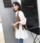 毛衣女装 春秋装 安娜家 上衣 针织衫 短款 背心外穿马甲无袖 2017新款