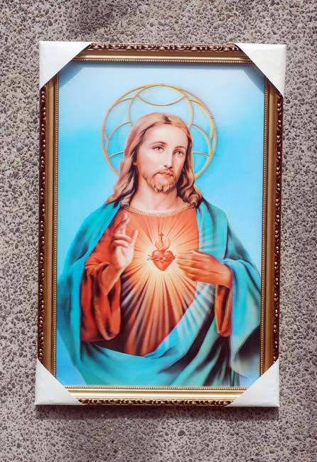天主教圣物 超精美三维立体带框《耶稣圣心》平面圣相