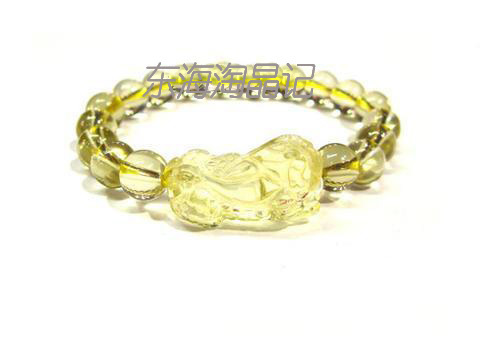 正品[貔貅招财辟邪手链]黄水晶貔貅招财手链评