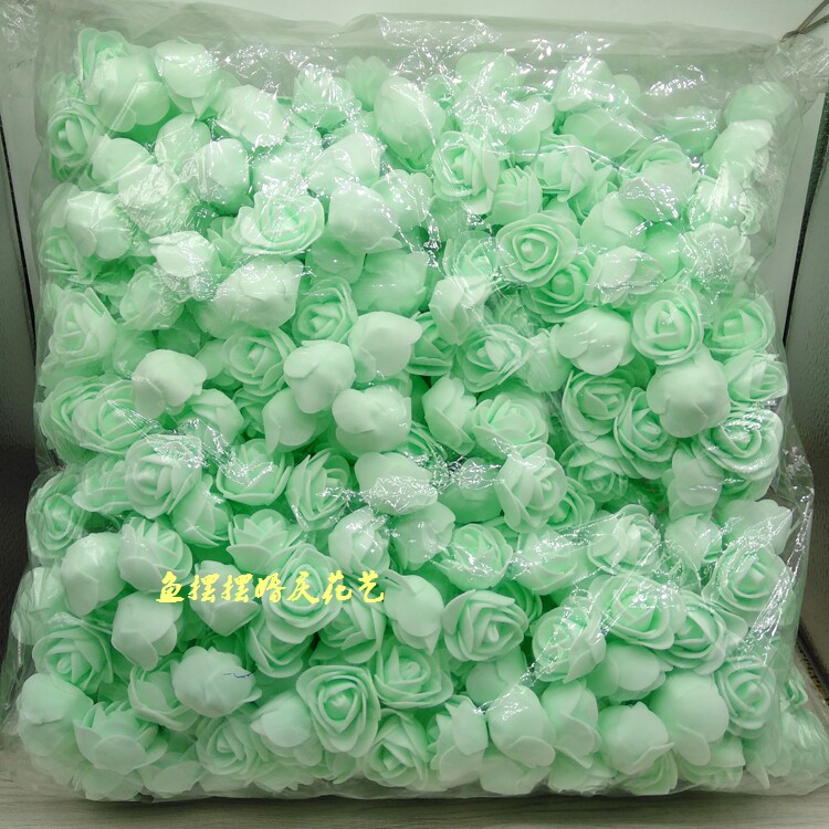 300朵 DIY真泡沫PE玫瑰花头 手工情人节泡沫熊装饰花环用花3cm