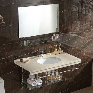 卫生间洗漱台大理石洗手盆小户型浴室柜组合洗手面池挂墙式洗脸盆