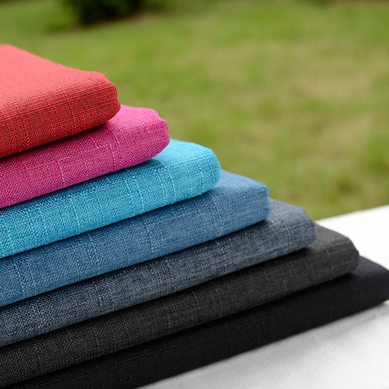 上新高档竹节加厚素色纯色棉麻布亚麻清仓沙发布料细麻复合坐垫套_不