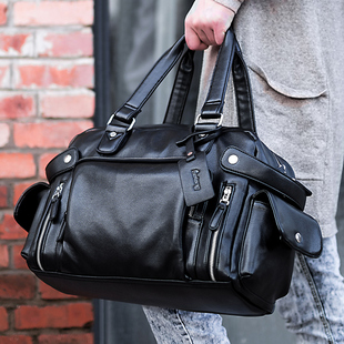 包男士拎皮包包旅行包大容量韩版潮流男包单肩斜挎包男生休闲手提