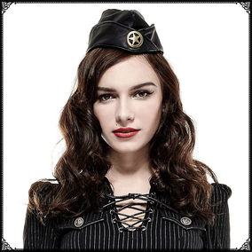 魔卡骑独家新款朋克摇滚机车舞帽影视军装帽船型帽特务演出服帽女